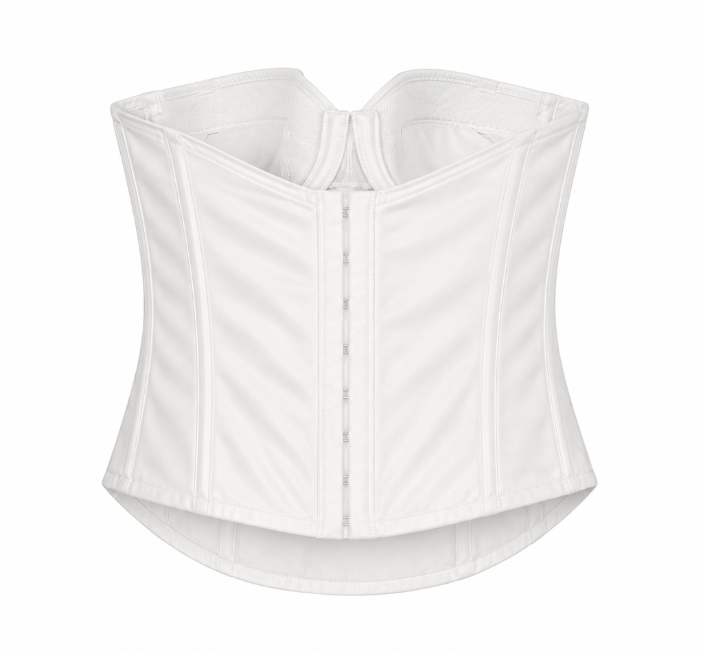 White plain satin corset