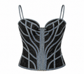 Cinema leather corset with denim details
