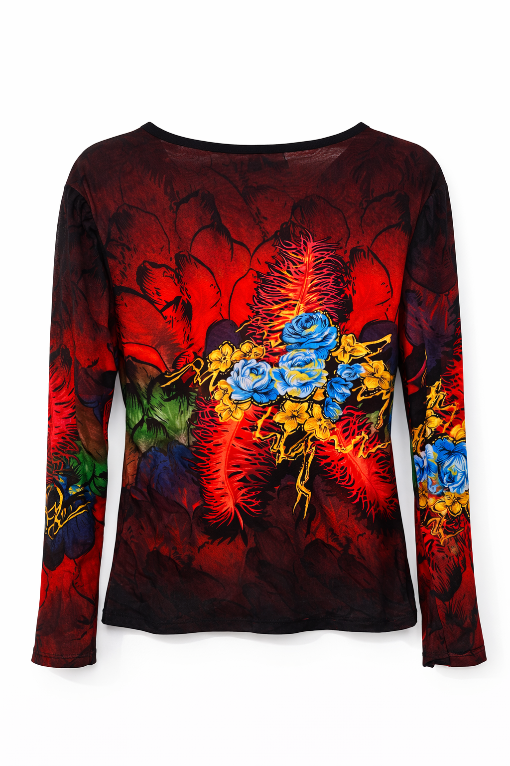 Vintage graphic blouse with rhinestones