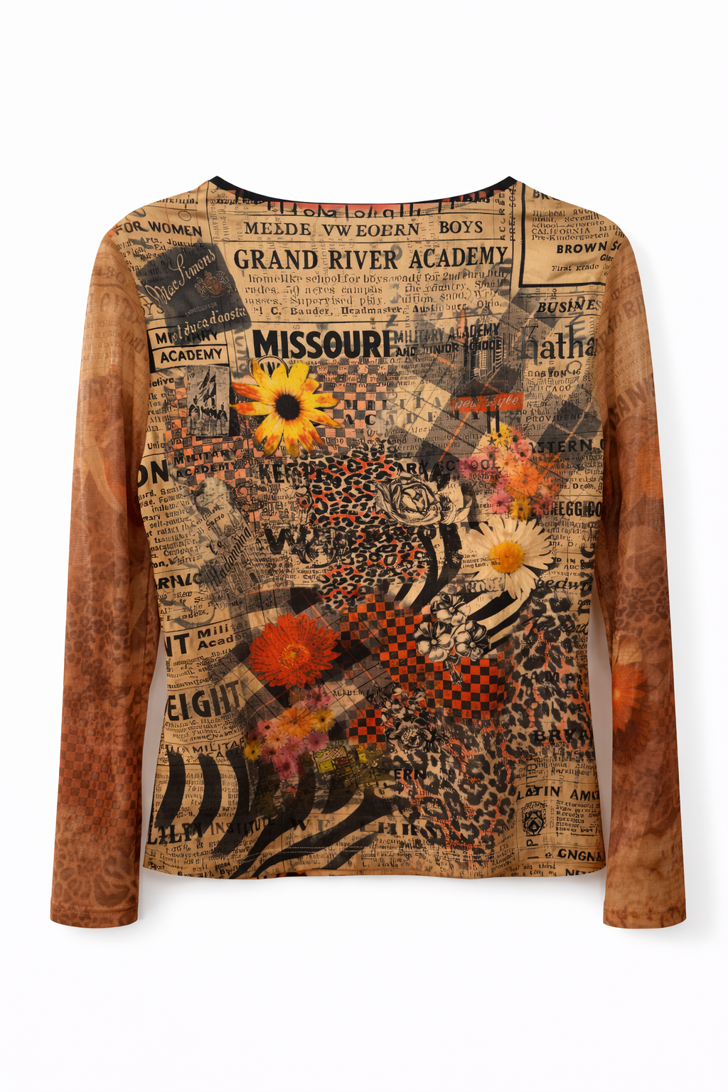 Vintage graphic top with mesh sleeves