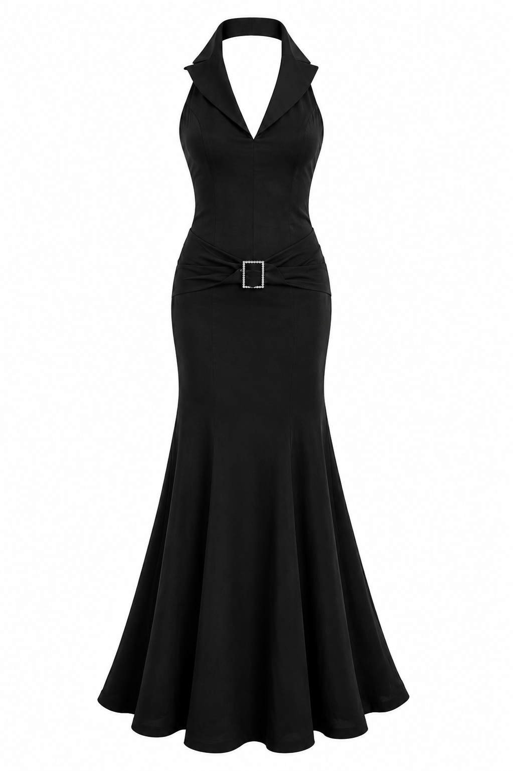 Maxi backless taffeta formal dress