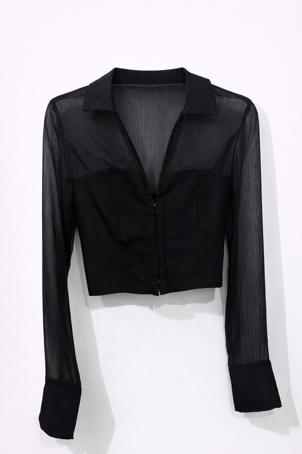 Corset shirt with mesh fabric