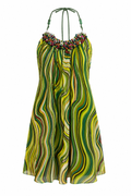 Summer multi patterned dress with beads