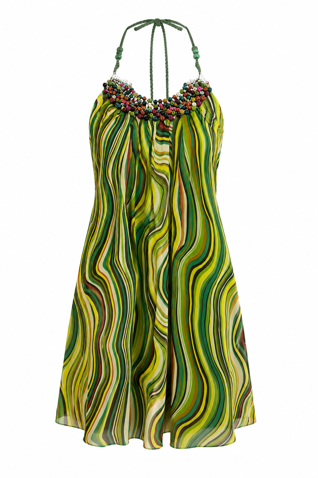 Summer multi patterned dress with beads