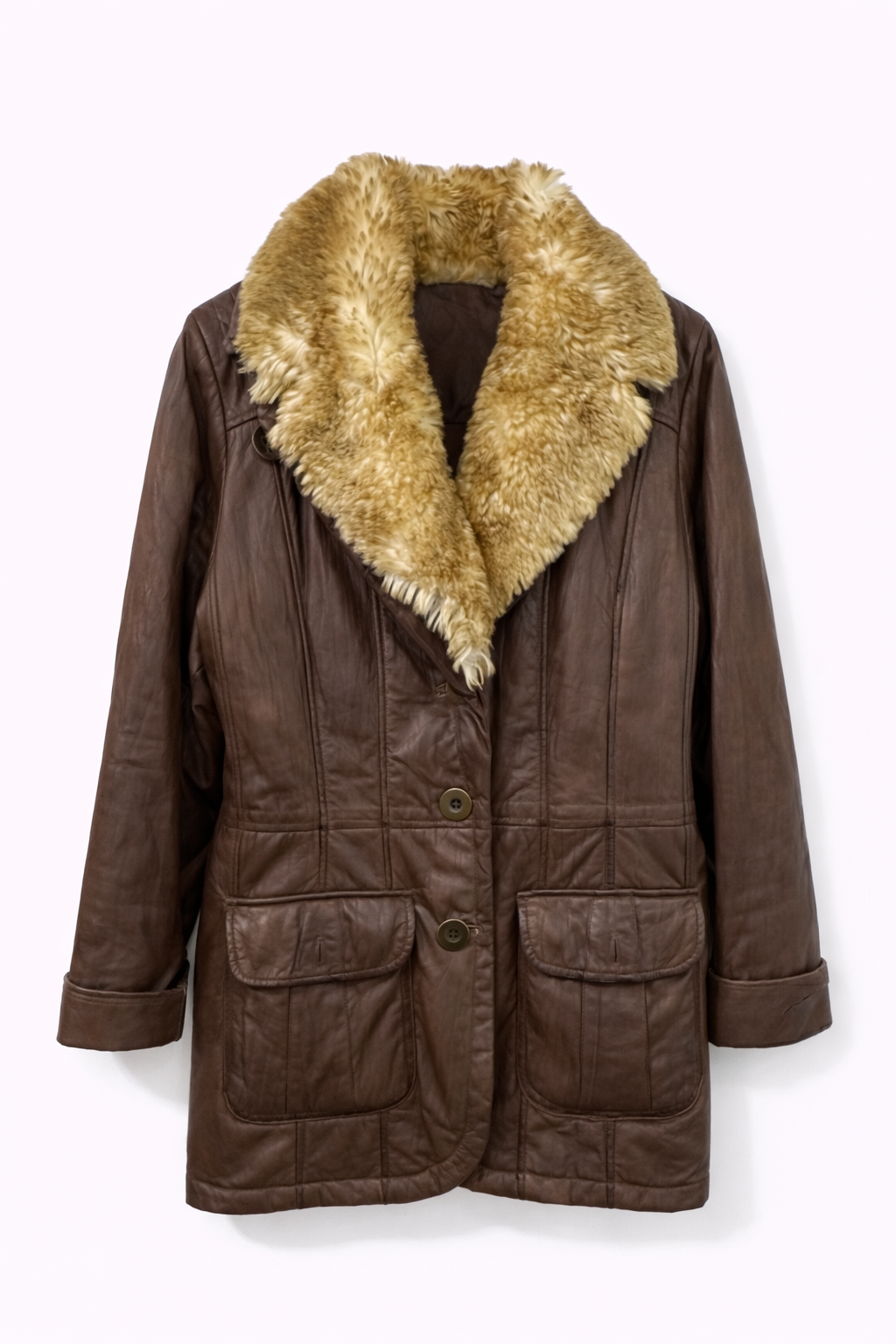 Leather belted  jacket