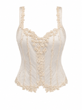 Deadstock silk embellished corset  with lace and pearl beads