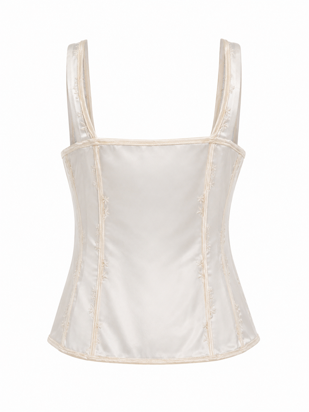 Deadstock silk embellished corset  with lace and pearl beads