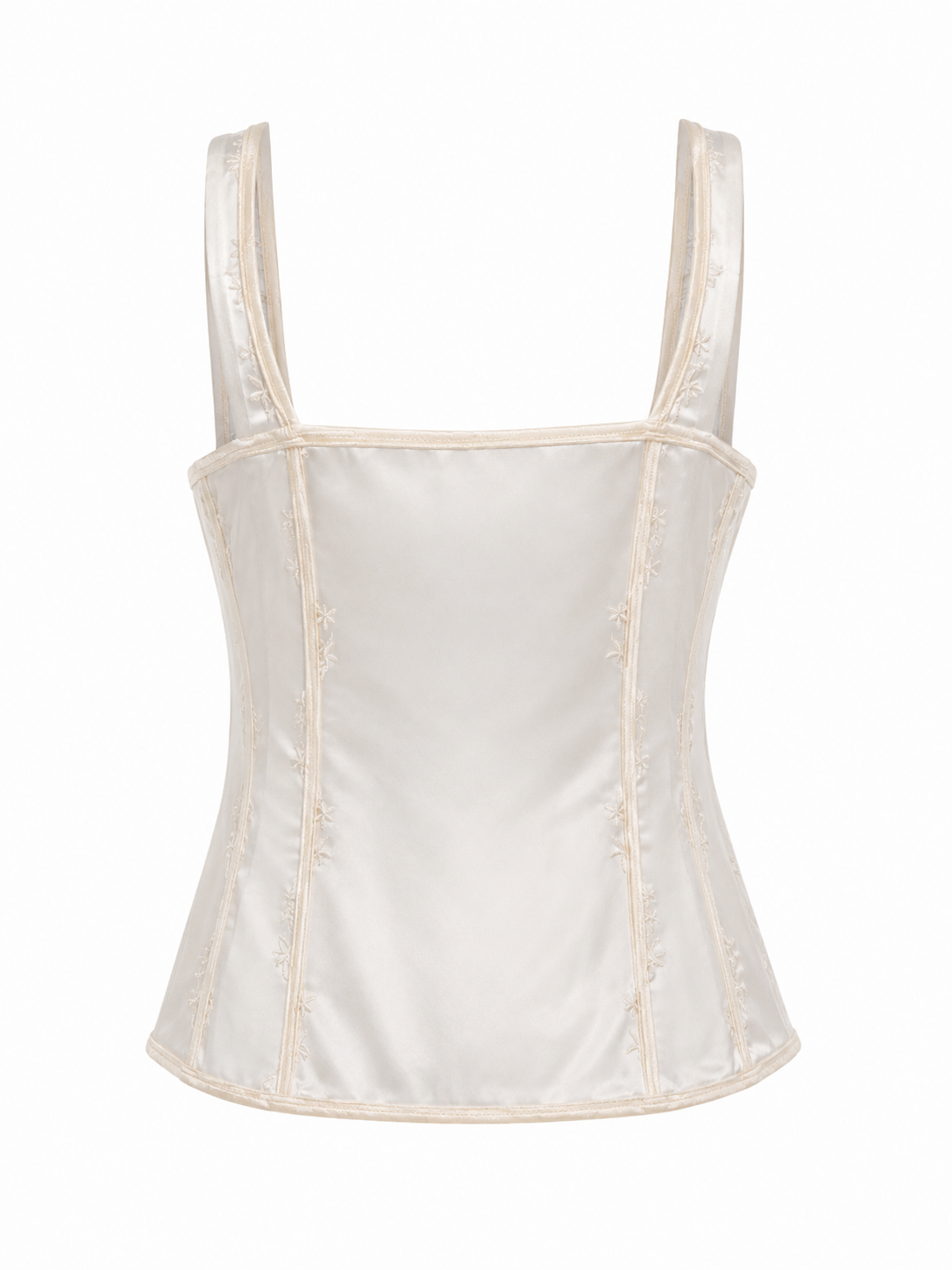 Deadstock silk embellished corset  with lace and pearl beads
