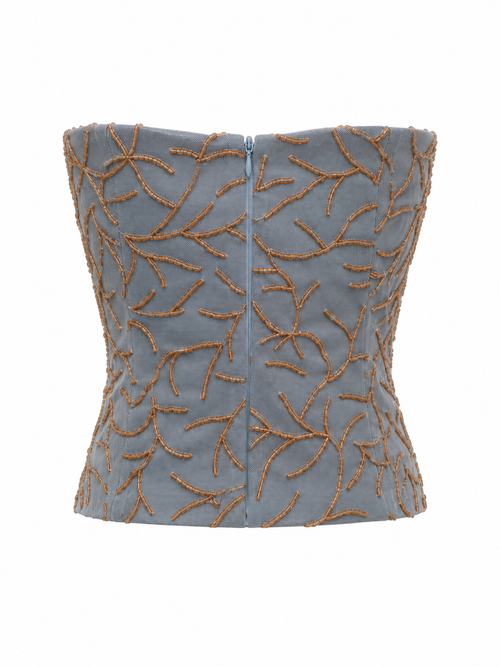 100% silk beaded corset