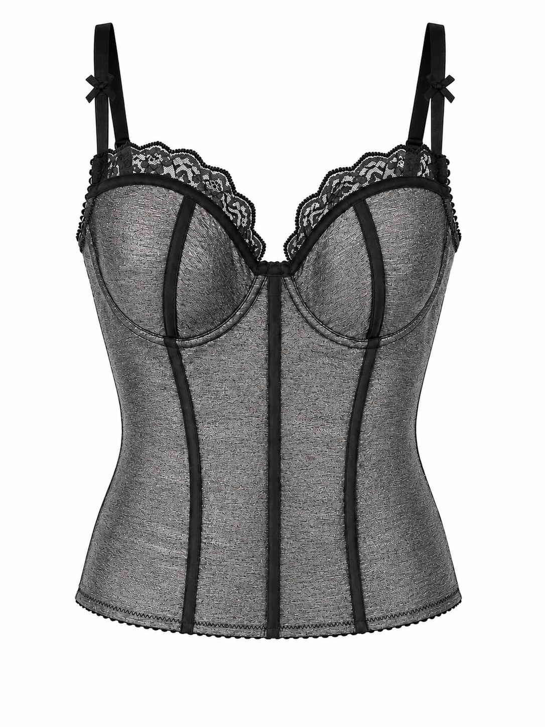 Grey corset with light metallic effect
