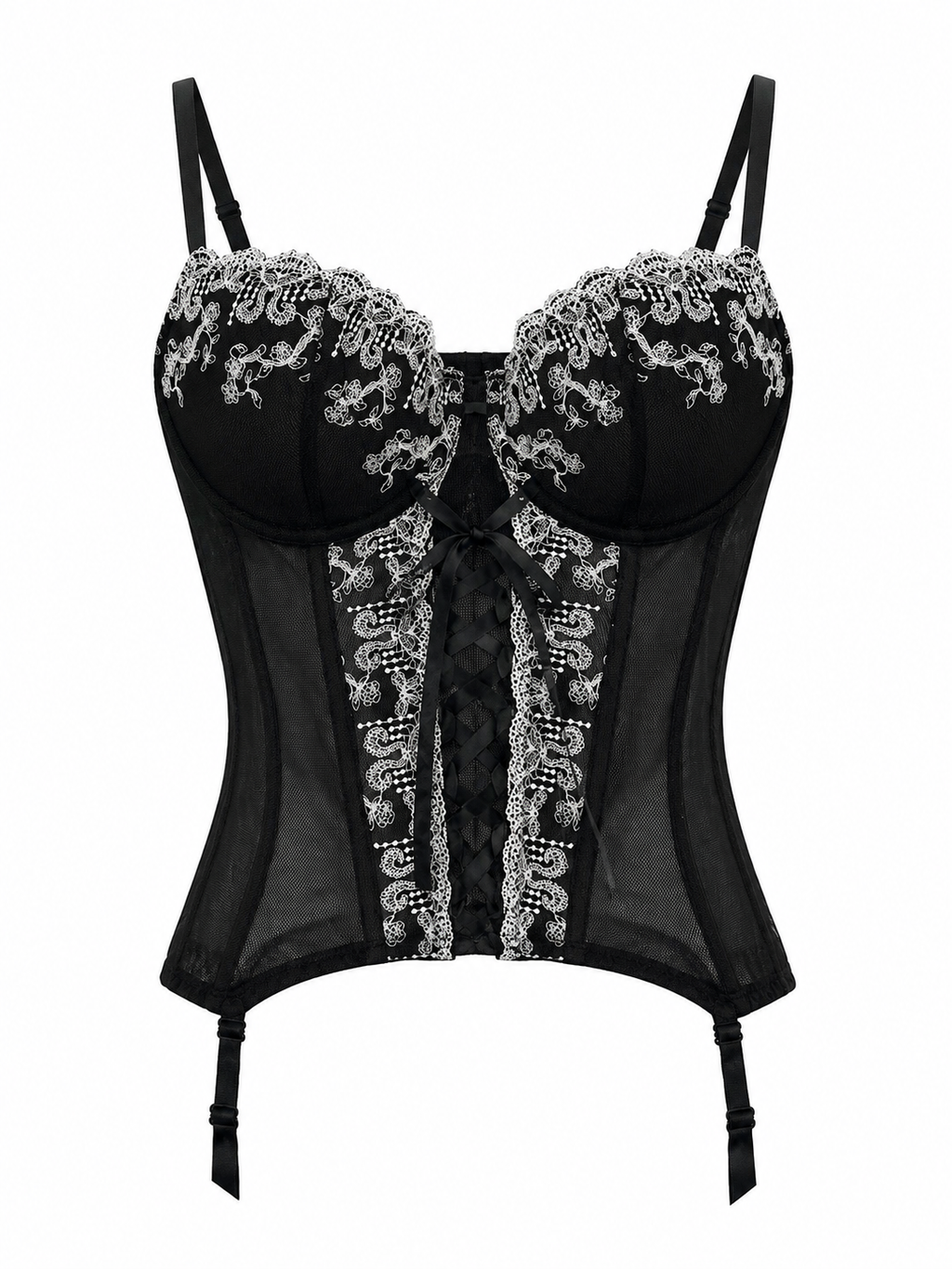 Black corset with white lace