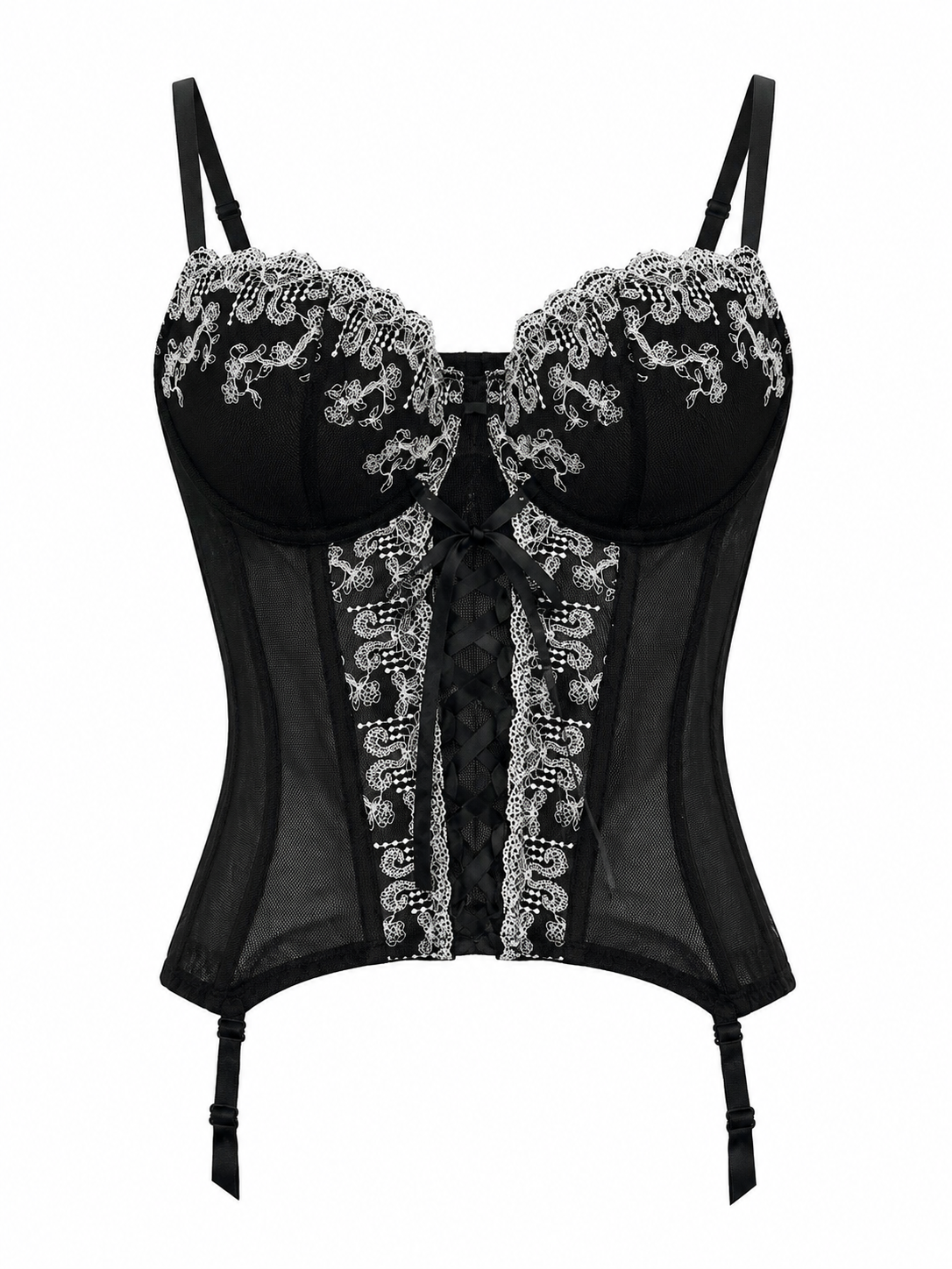 Black corset with white lace