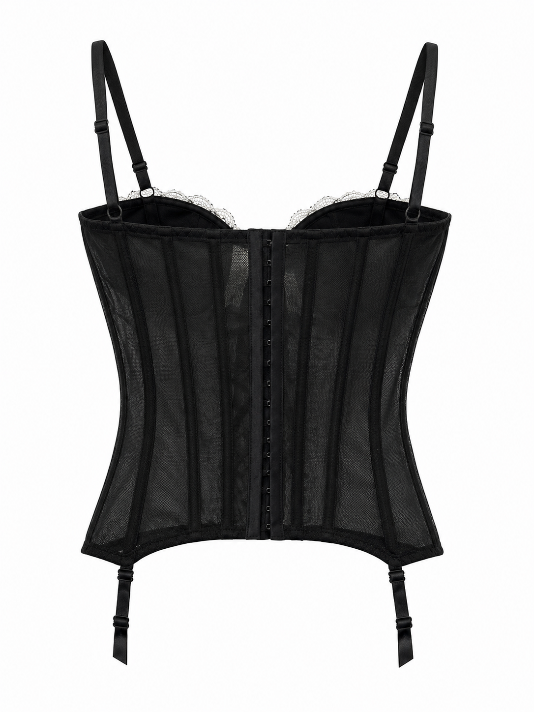 Black corset with white lace
