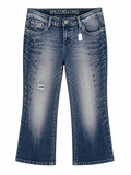 Y2K denim capri pants with rhinestones