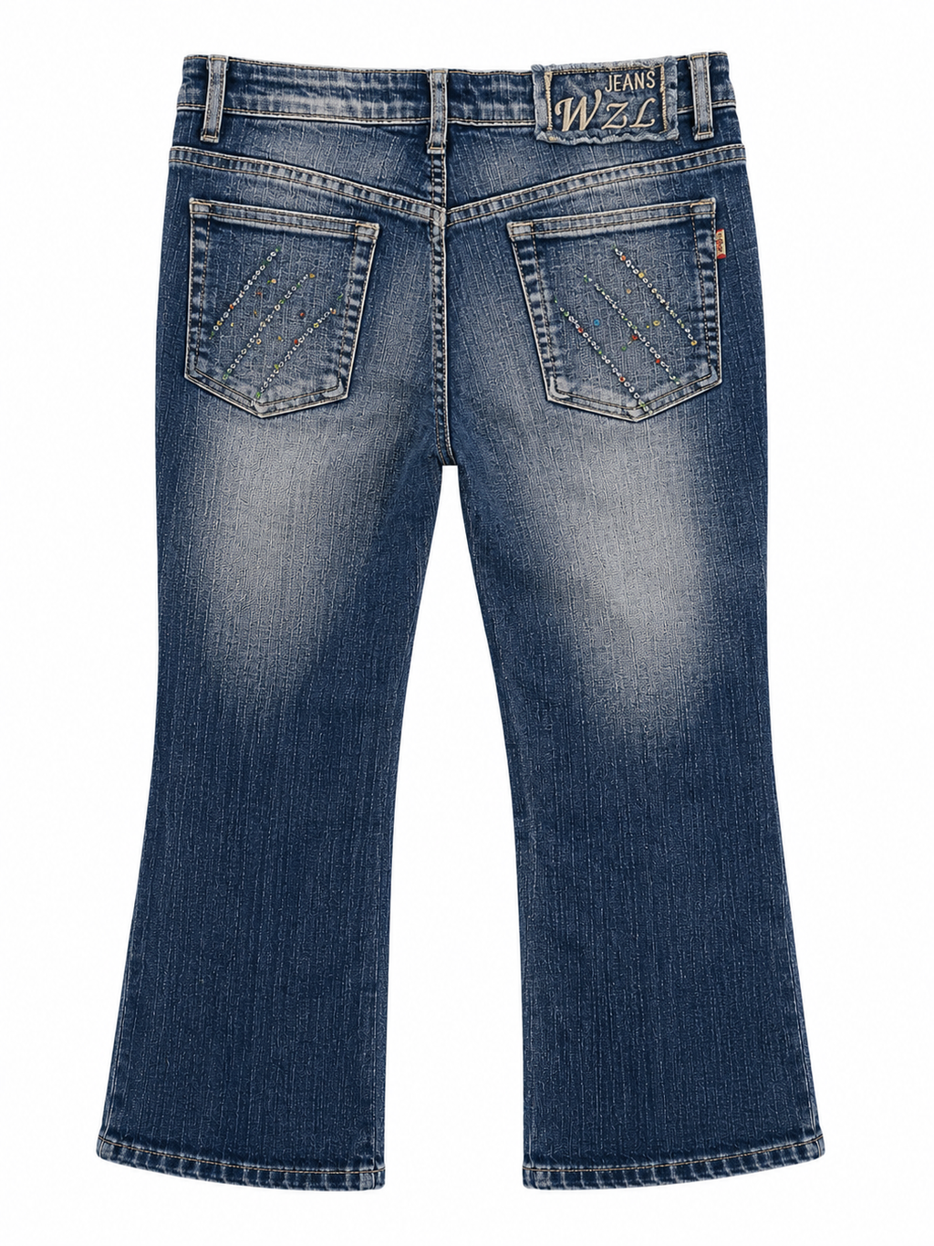 Y2K denim capri pants with rhinestones