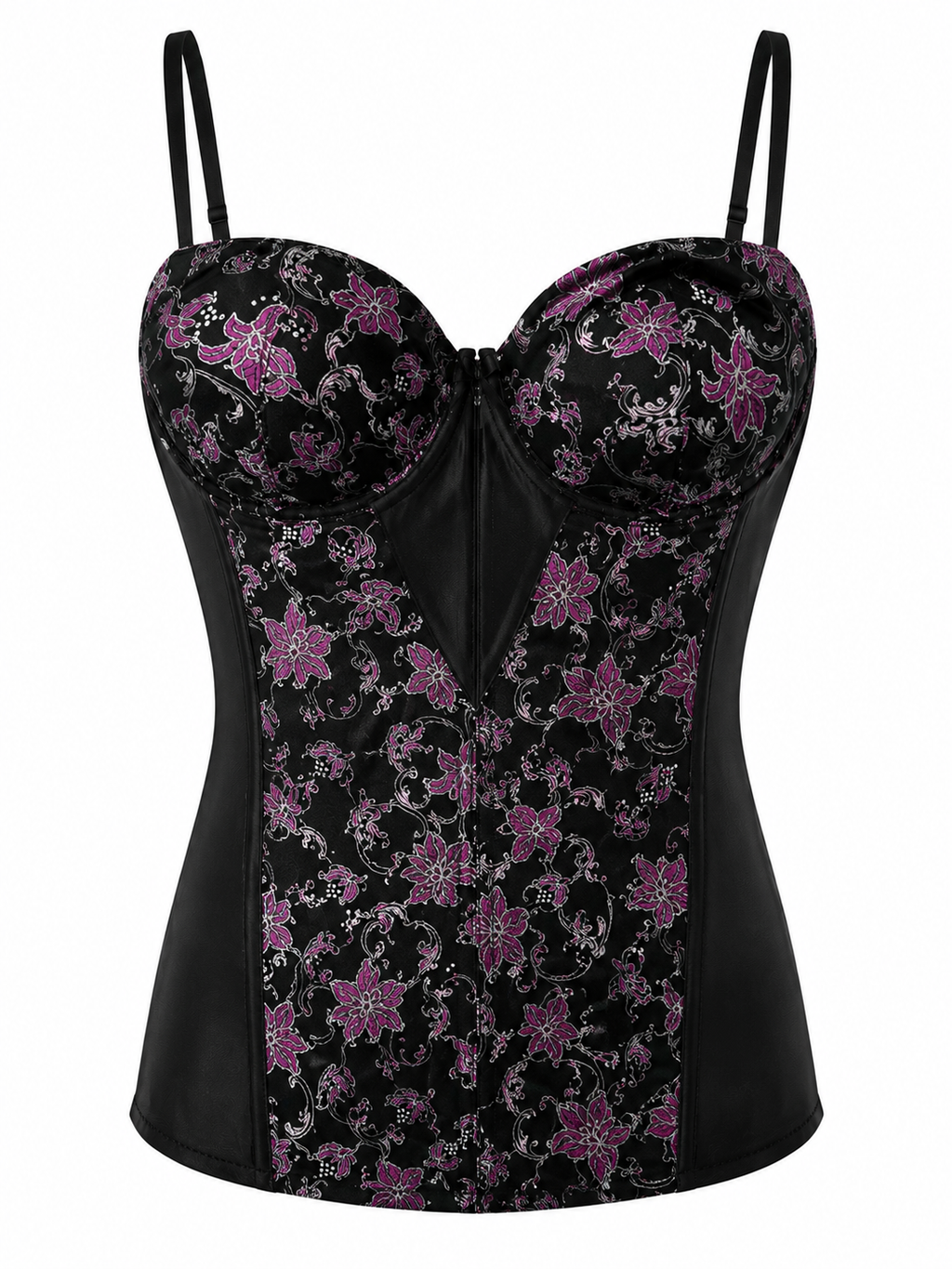 Black satin corset with beautiful patterns