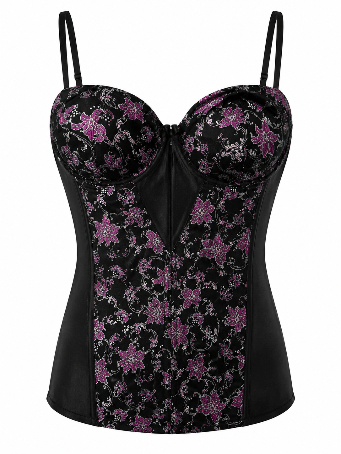 Black satin corset with beautiful patterns