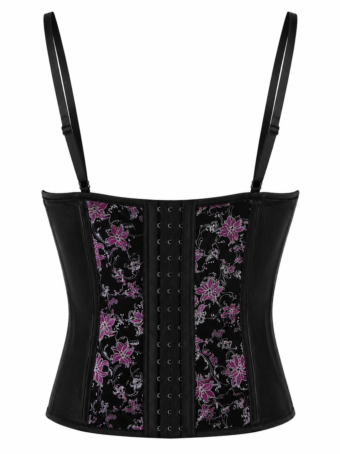 Black satin corset with beautiful patterns