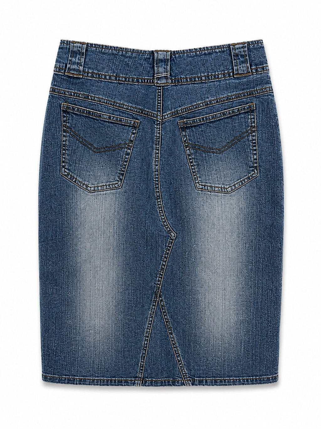 Summer pencil denim skirt with sea shells beading