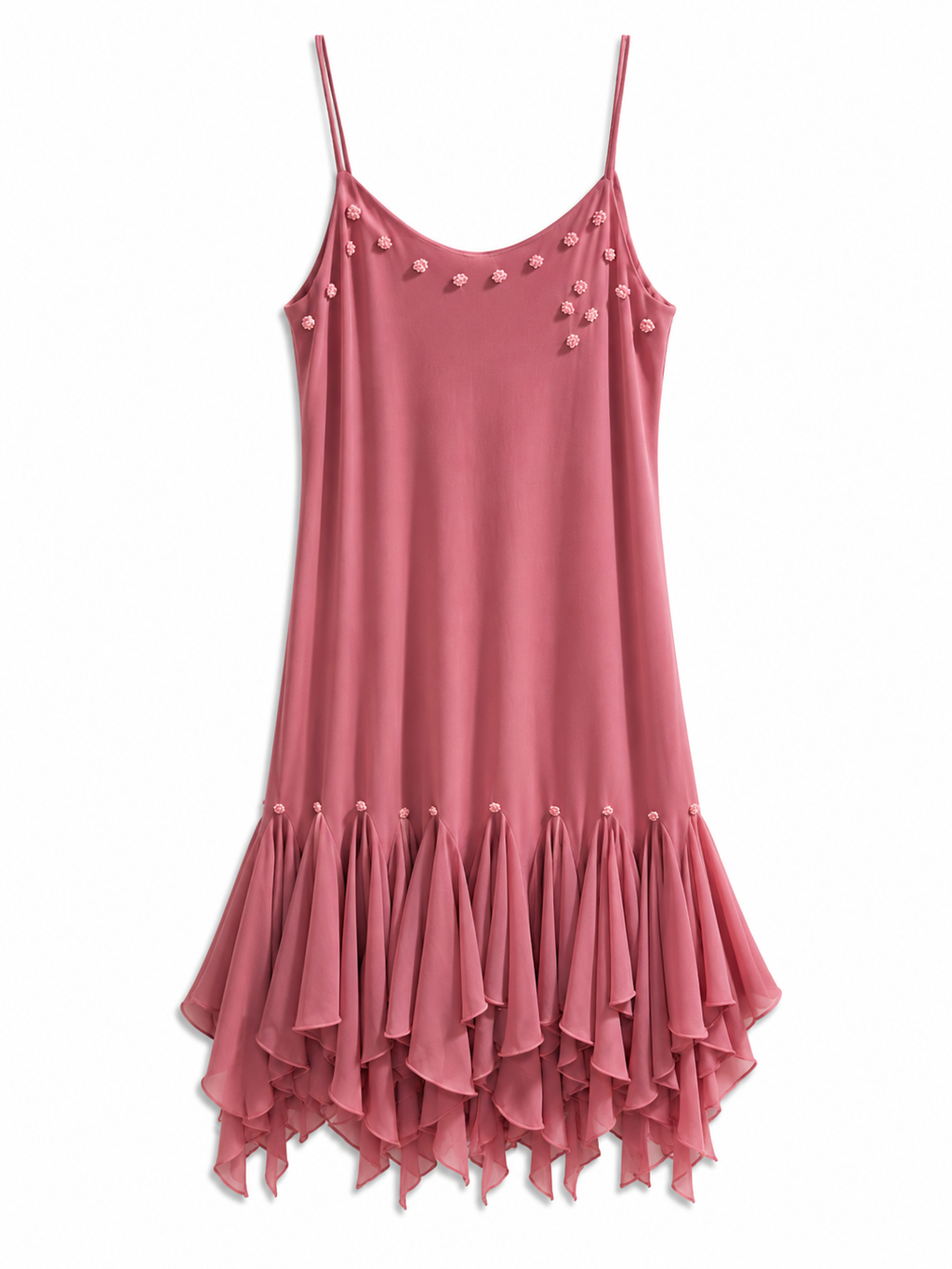 Vintage elastic ruffled beaded dress
