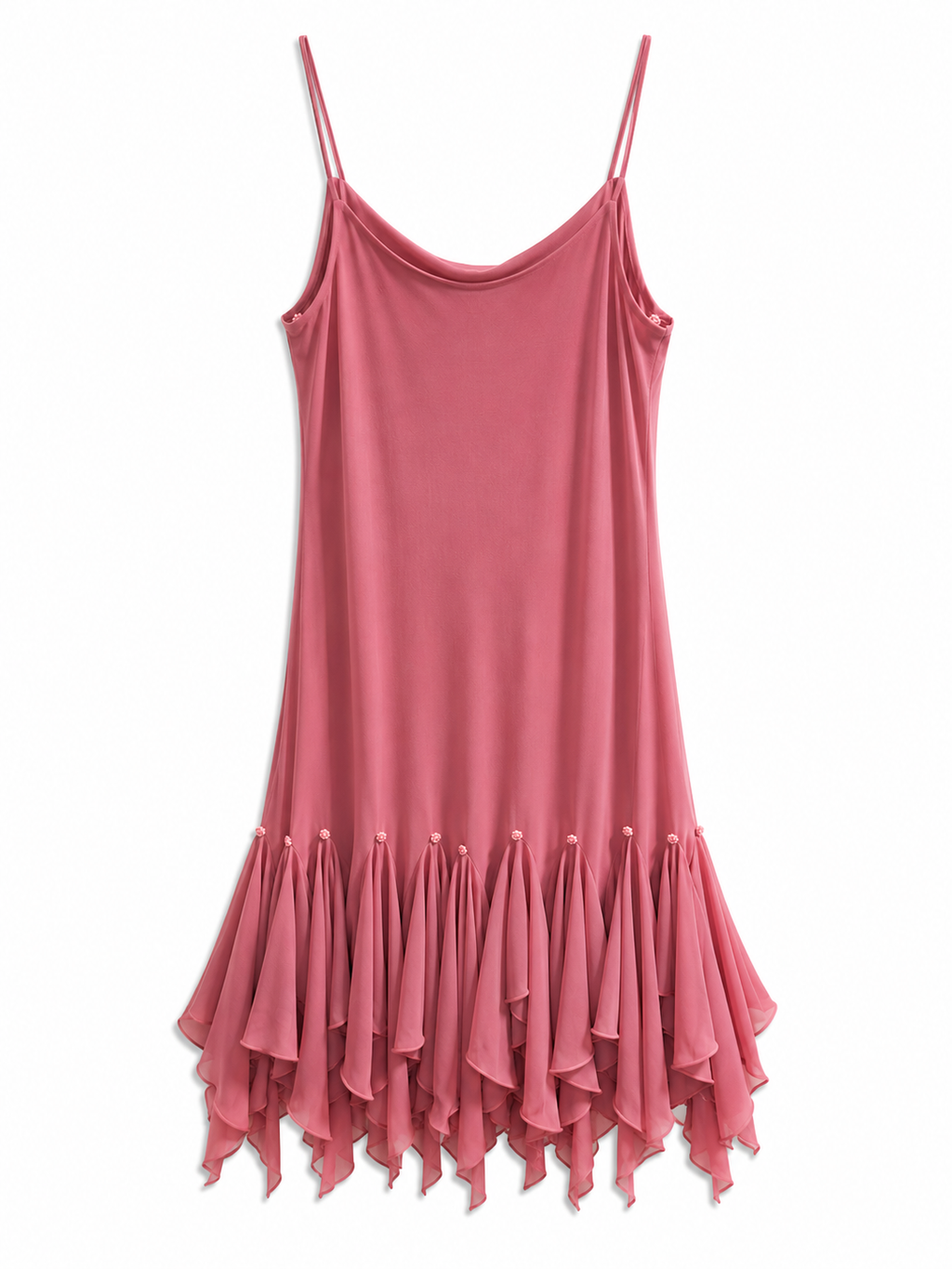Vintage elastic ruffled beaded dress