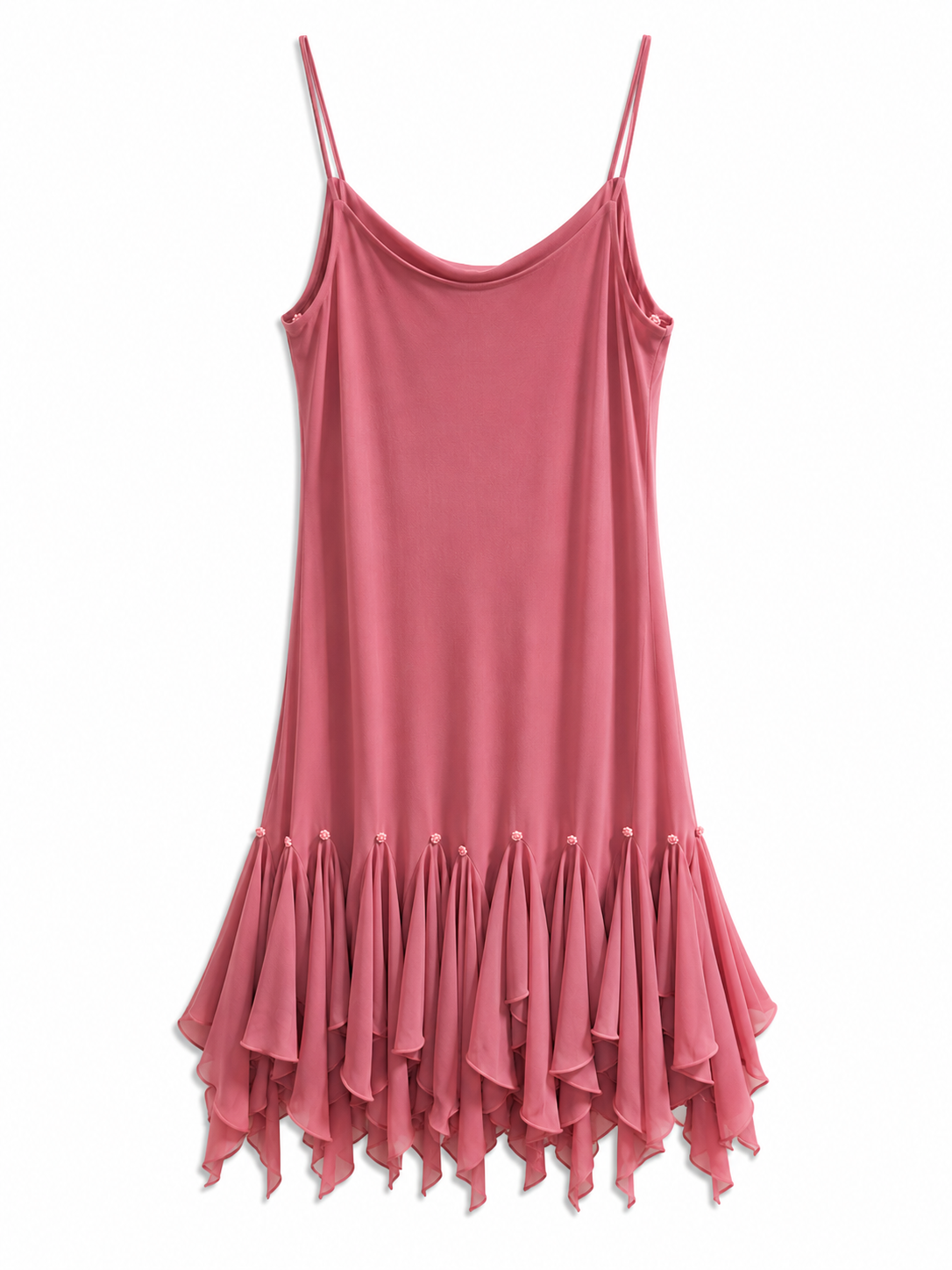 Vintage elastic ruffled beaded dress