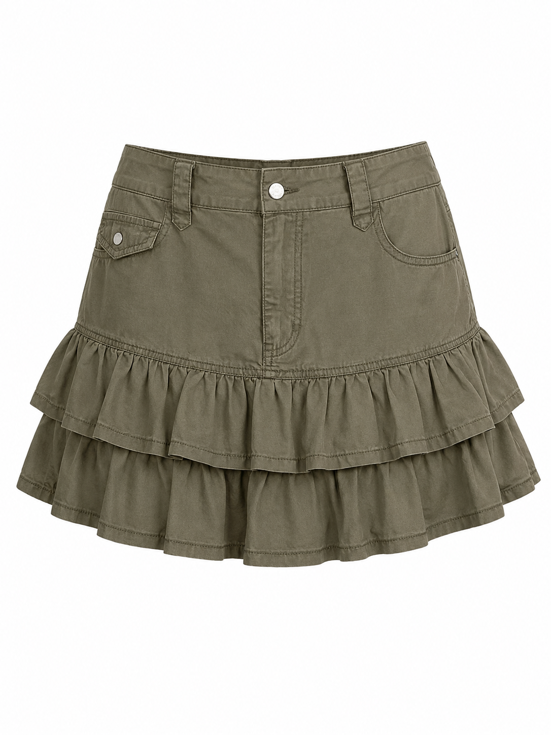 Mini cargo like ruffle mini skirt