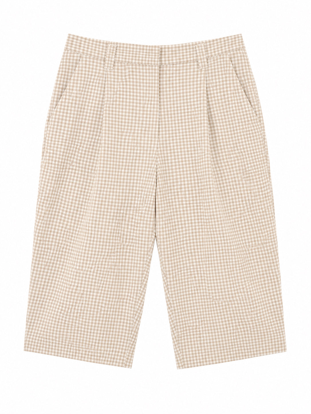 Vintage beige vichy print capris