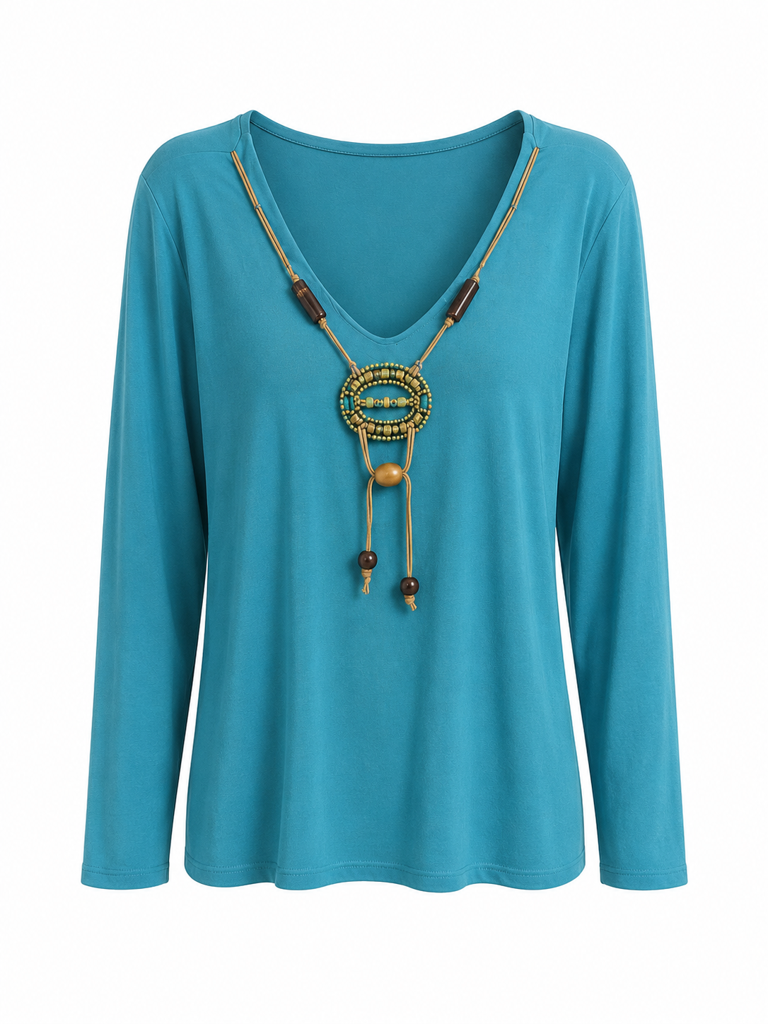 Blouse with beaded necklace like details
