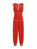 Lightweight georgette overalls with sequin details