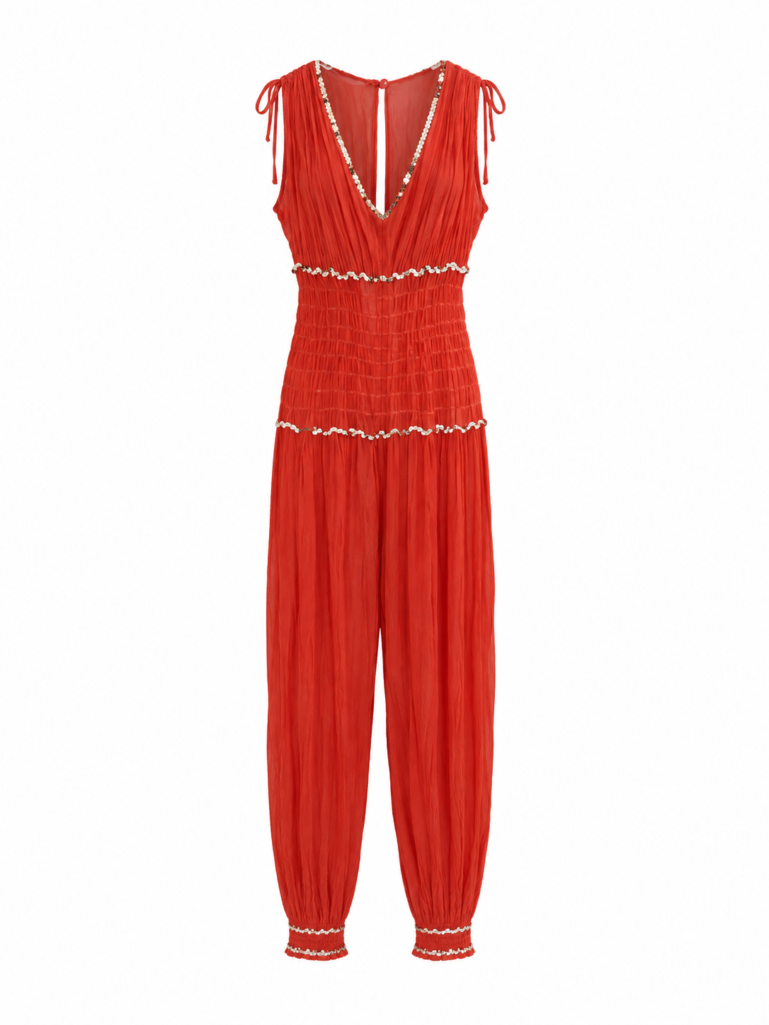 Lightweight georgette overalls with sequin details