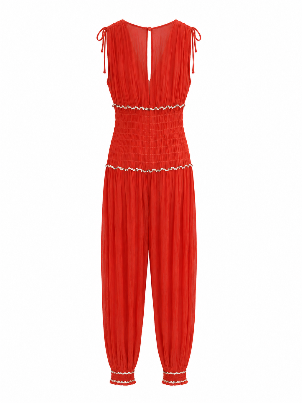 Lightweight georgette overalls with sequin details