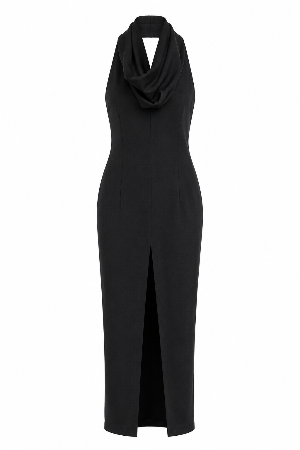 Backless draped neck midi dress