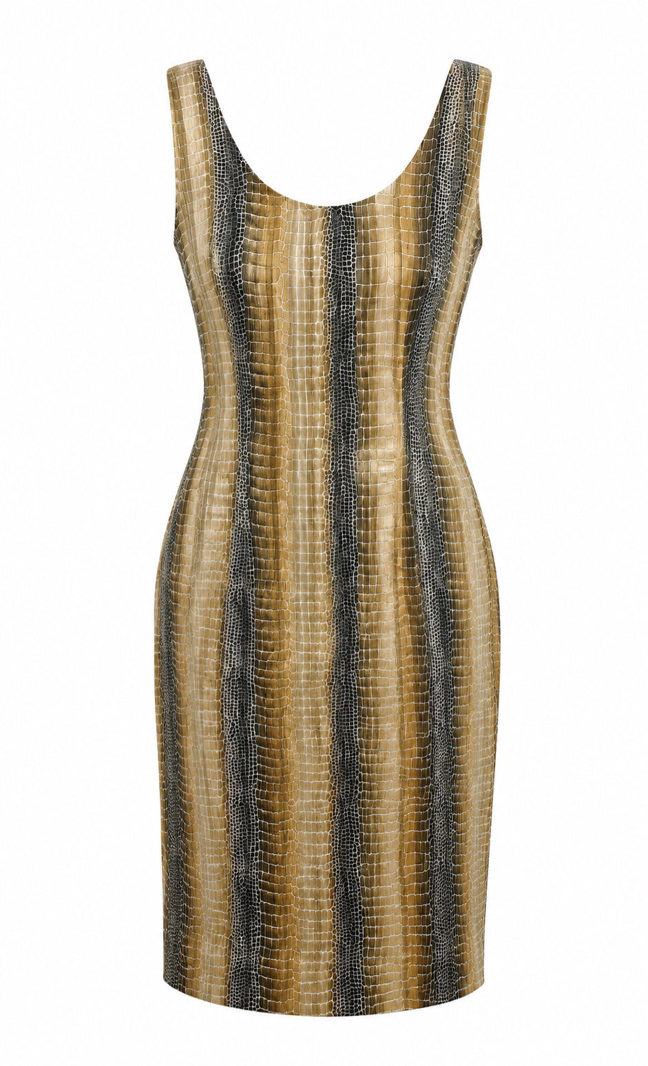 Silky pencil snake printed  dress