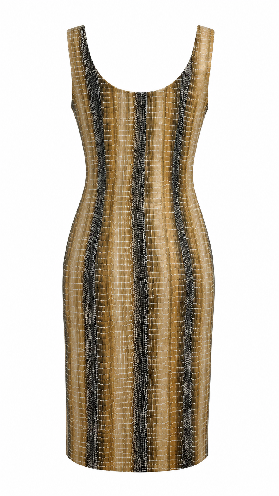 Silky pencil snake printed  dress