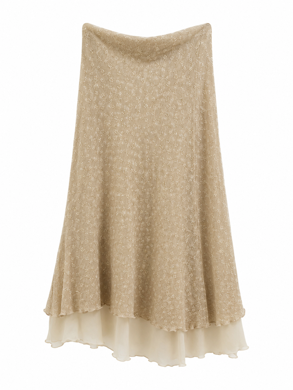 Midi asymmetrical lace skirt