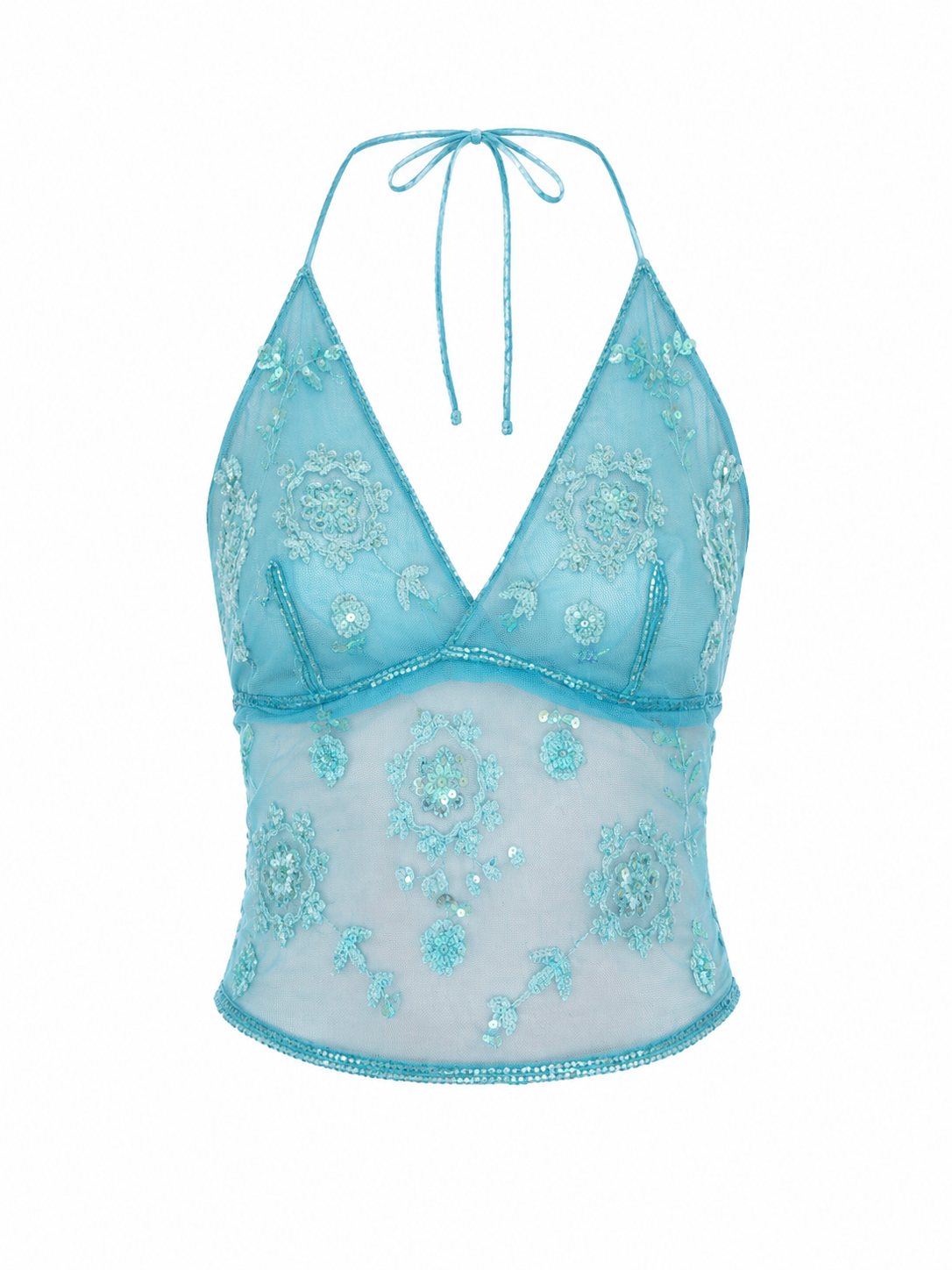 Morgan backless corset closure mesh beaded top