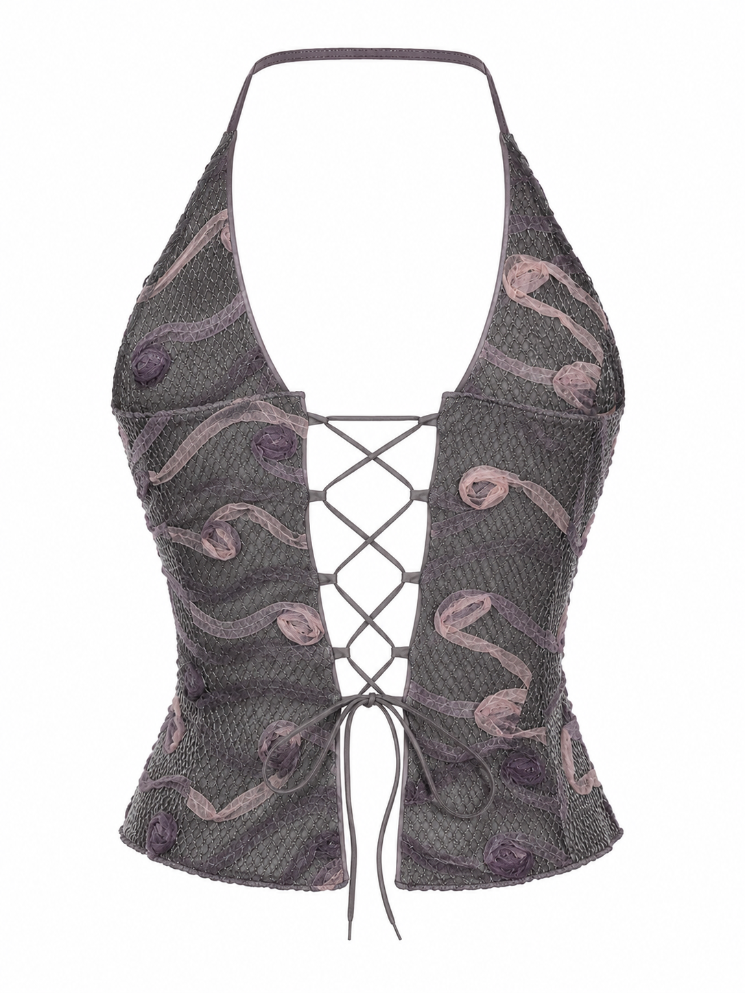 Vintage Deadstock silk halter neck corset