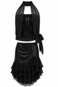Deadstock two piece satin & silk muslin set