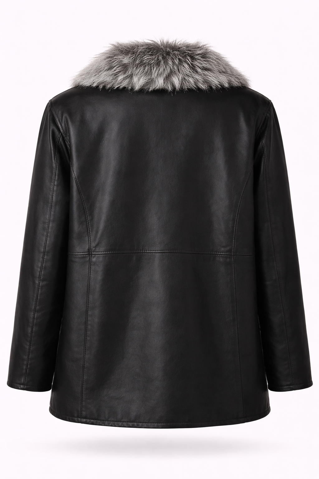 Real leather coat with fur collar