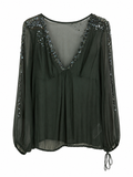 Vintage top with open arms and sequins