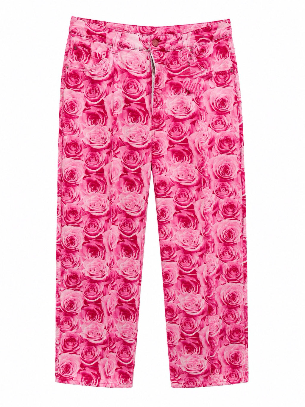 Rose pattern capri pants
