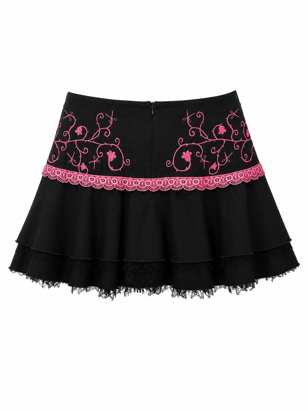 Micro mini black skirt with pink details