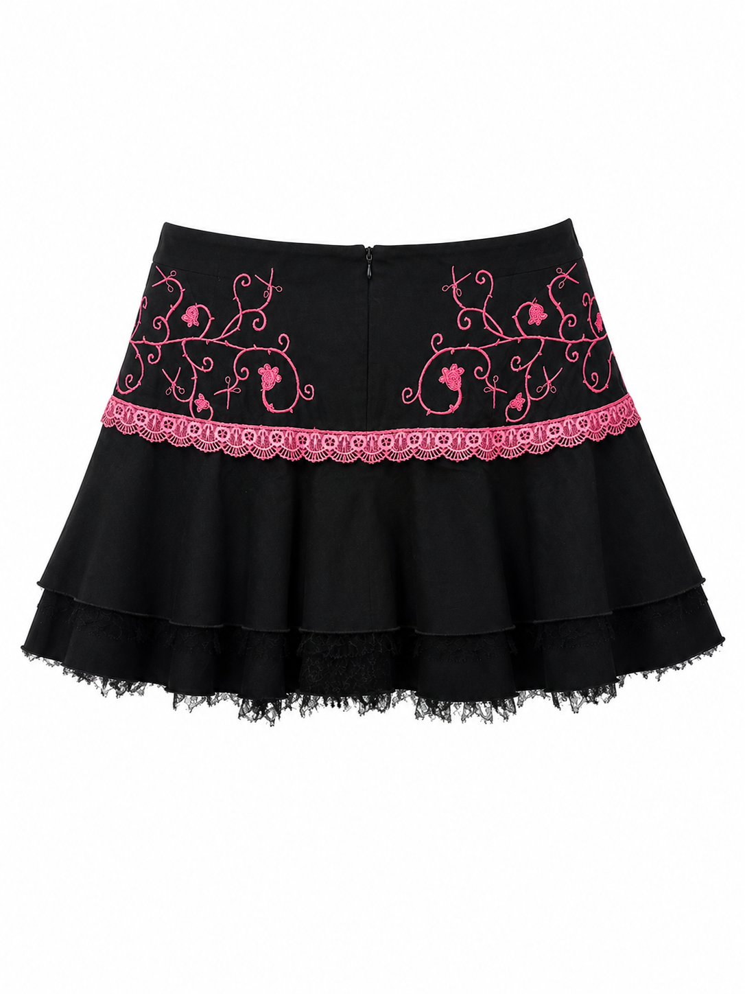 Micro mini black skirt with pink details