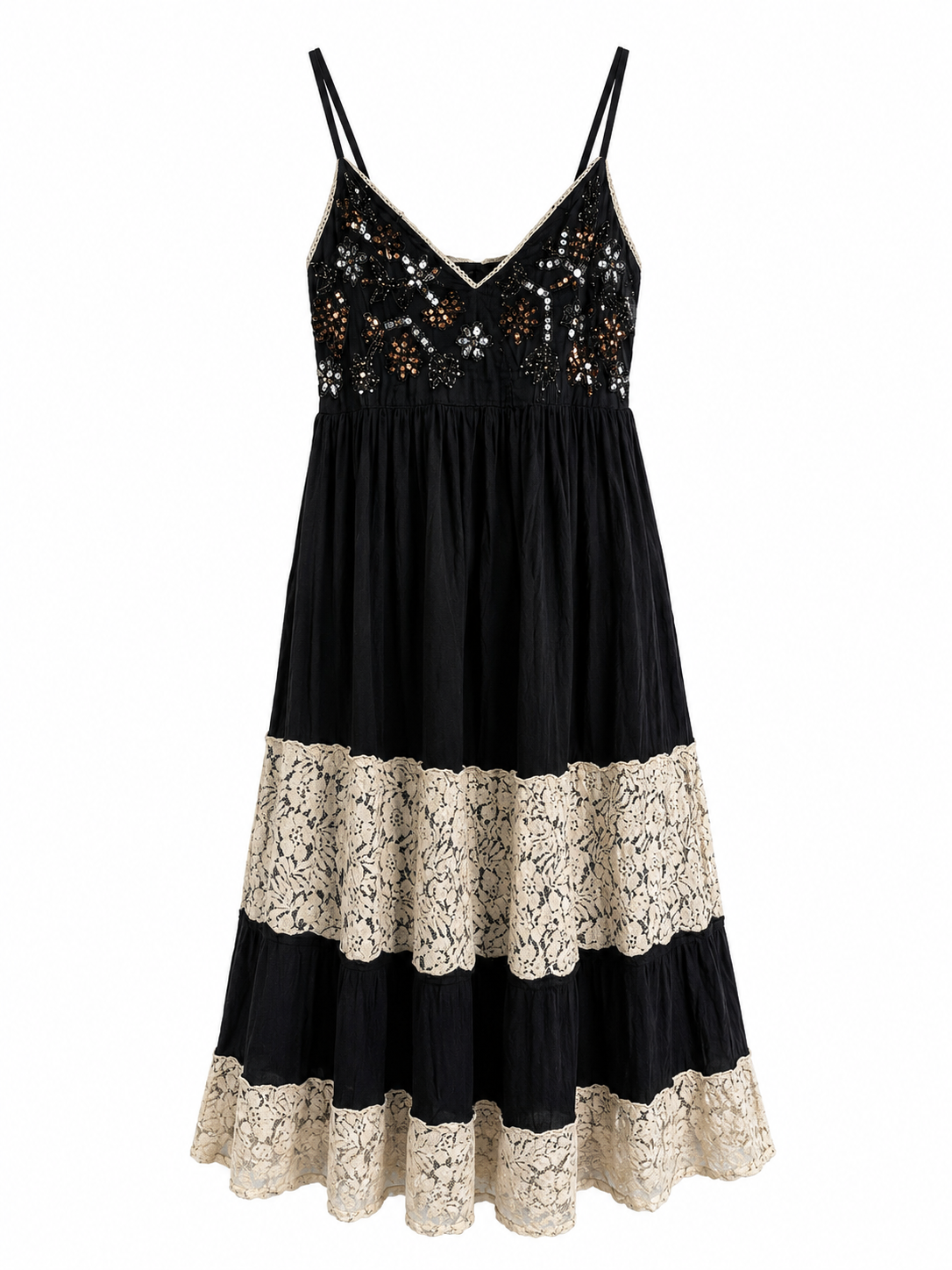 Maxi cotton embellished dress