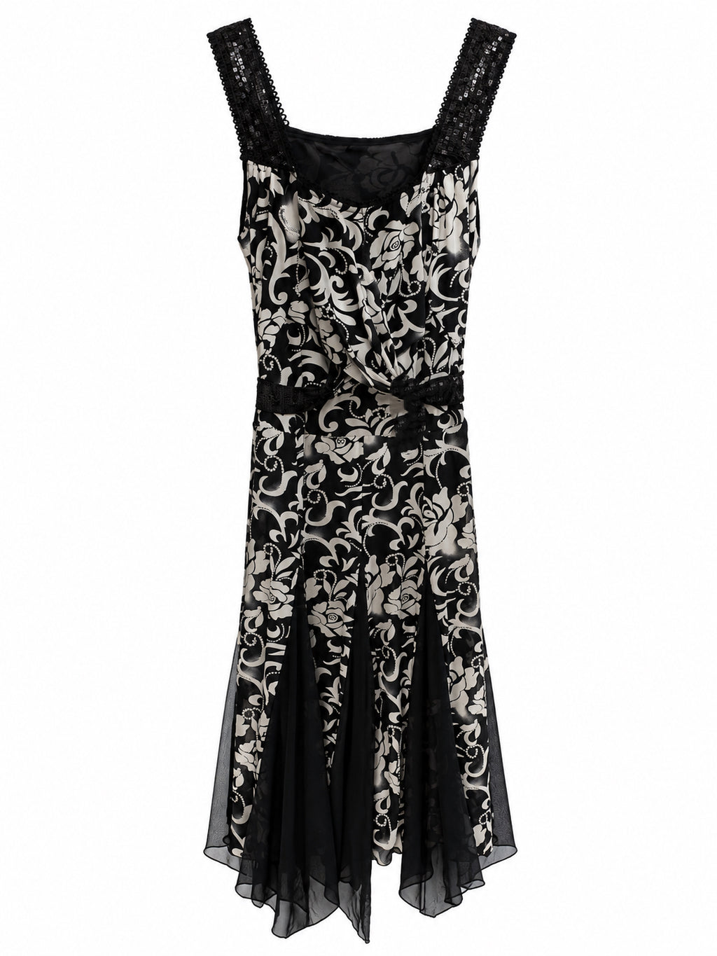 Multi patterned stretchy fabric and sequins