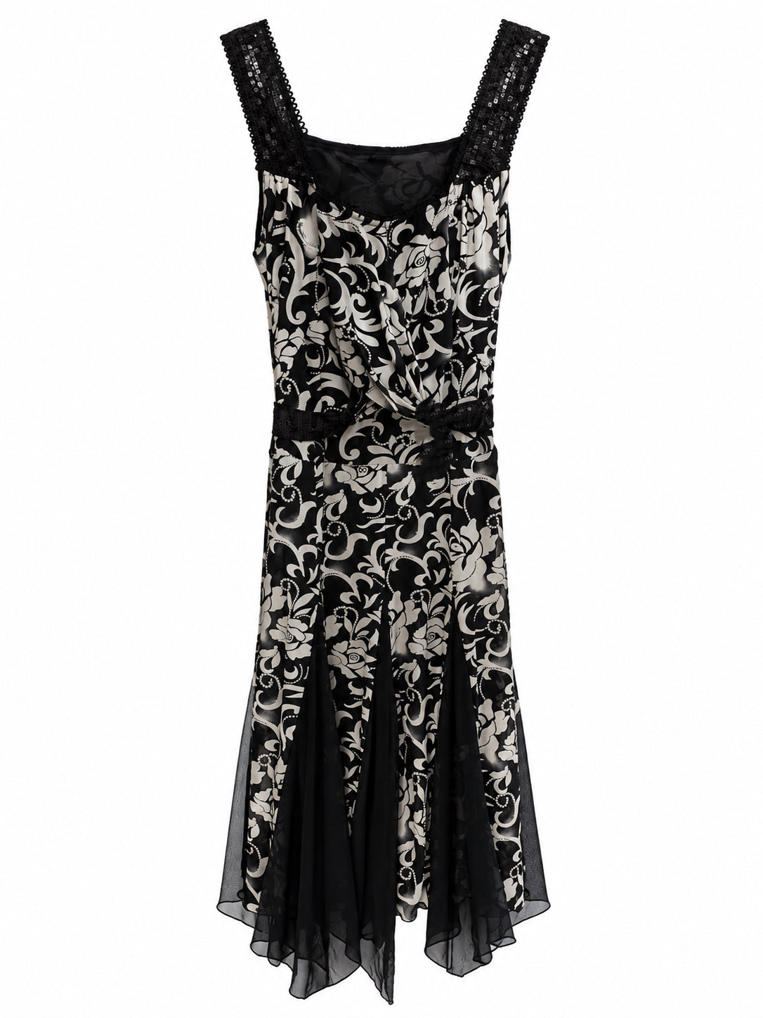 Multi patterned stretchy fabric and sequins