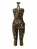 Elastic Y2K leopard overall