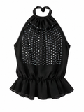 Studded halter neck backless top