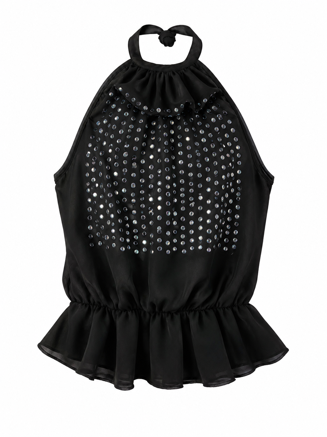 Studded halter neck backless top